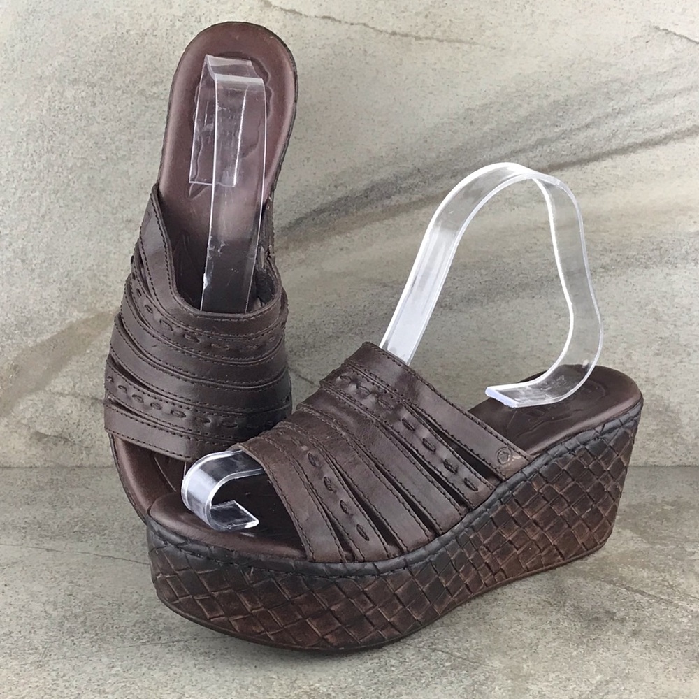 Born Leather Woven Platform Sandals Size 7 EUC